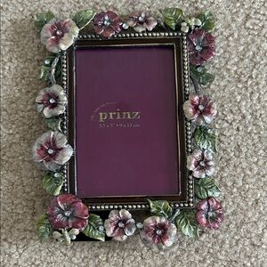Prinz Enameled Metal Pansy Picture Frame